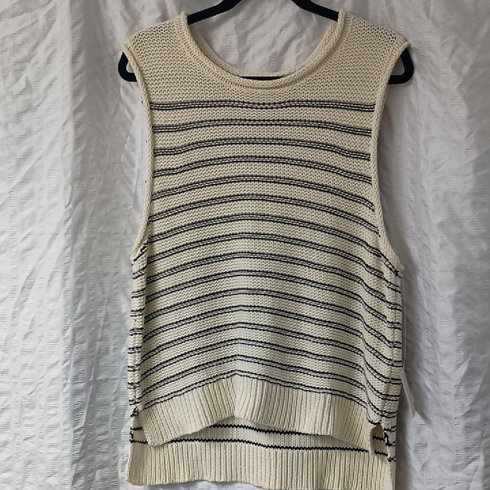 Lucky Brand Striped Sleeveless Sweater XL